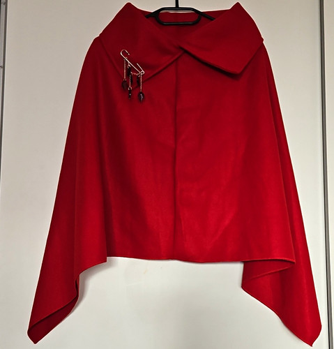 Roter umhang mit kragen - roter, 100%