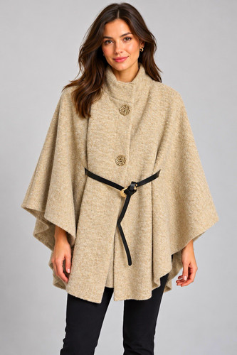 Damen cape poncho beige - cape,
