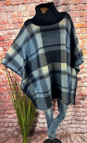 Poncho cape rollkragen karo - poncho,