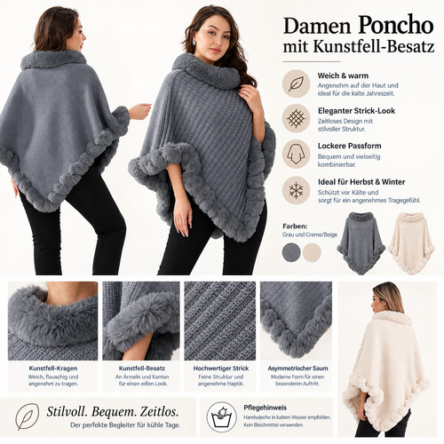 Damen poncho schal - damen,