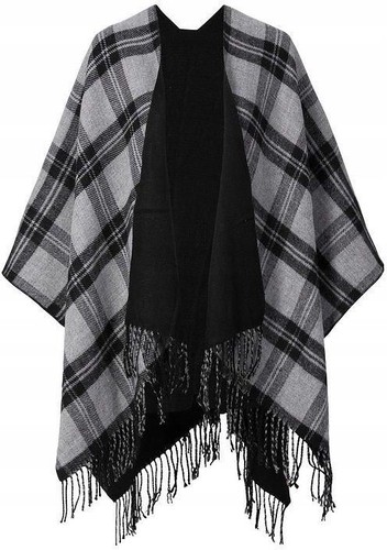 Wende poncho schwarz grau - wende-poncho,